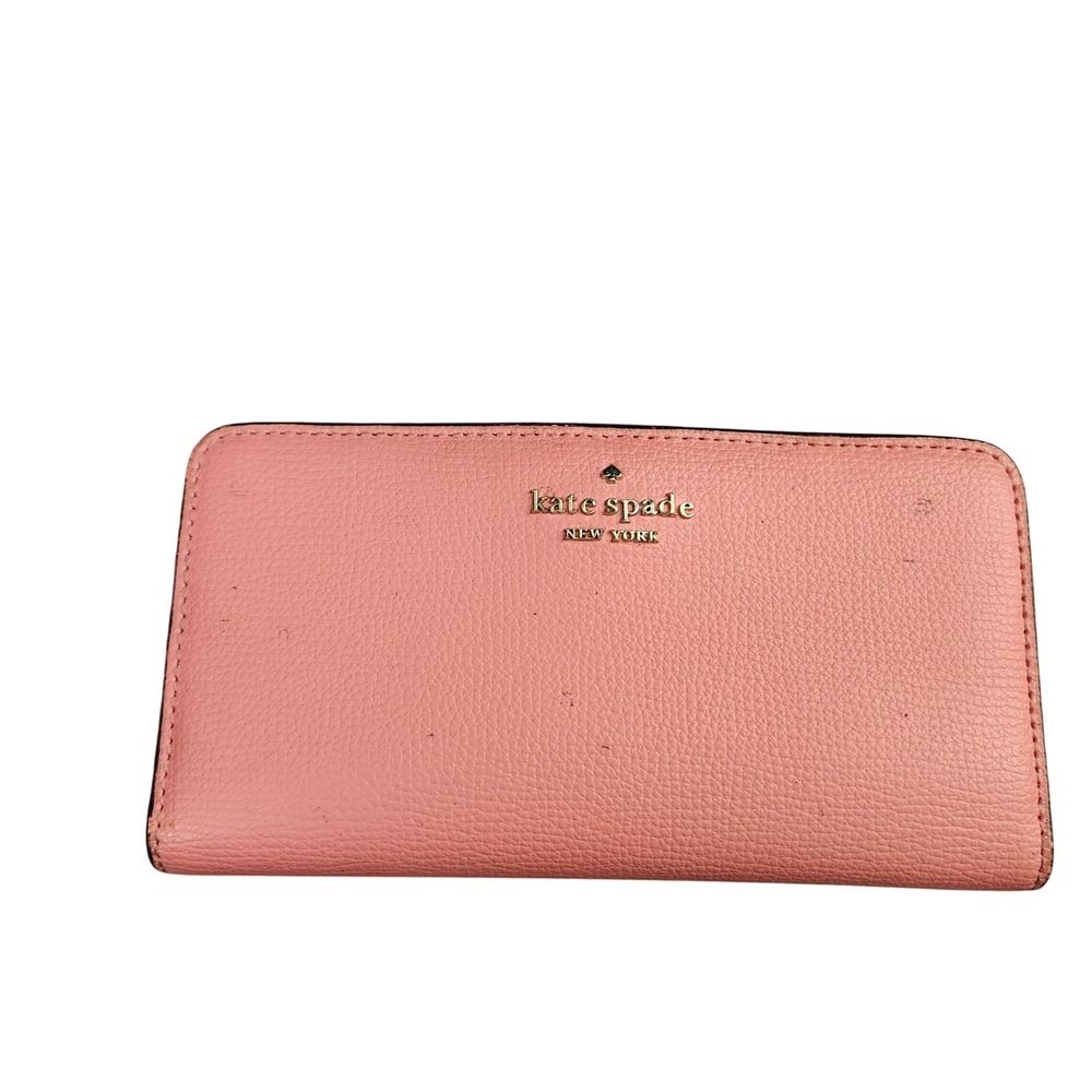 Kate Spade New York Pink Crossgrain Leather Slim Bifold Wallet Designer Luxury